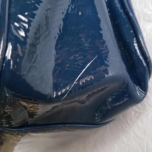 Coach Poppy Blue Push Lock Patent Leather Satchel - Picture 10 of 16
